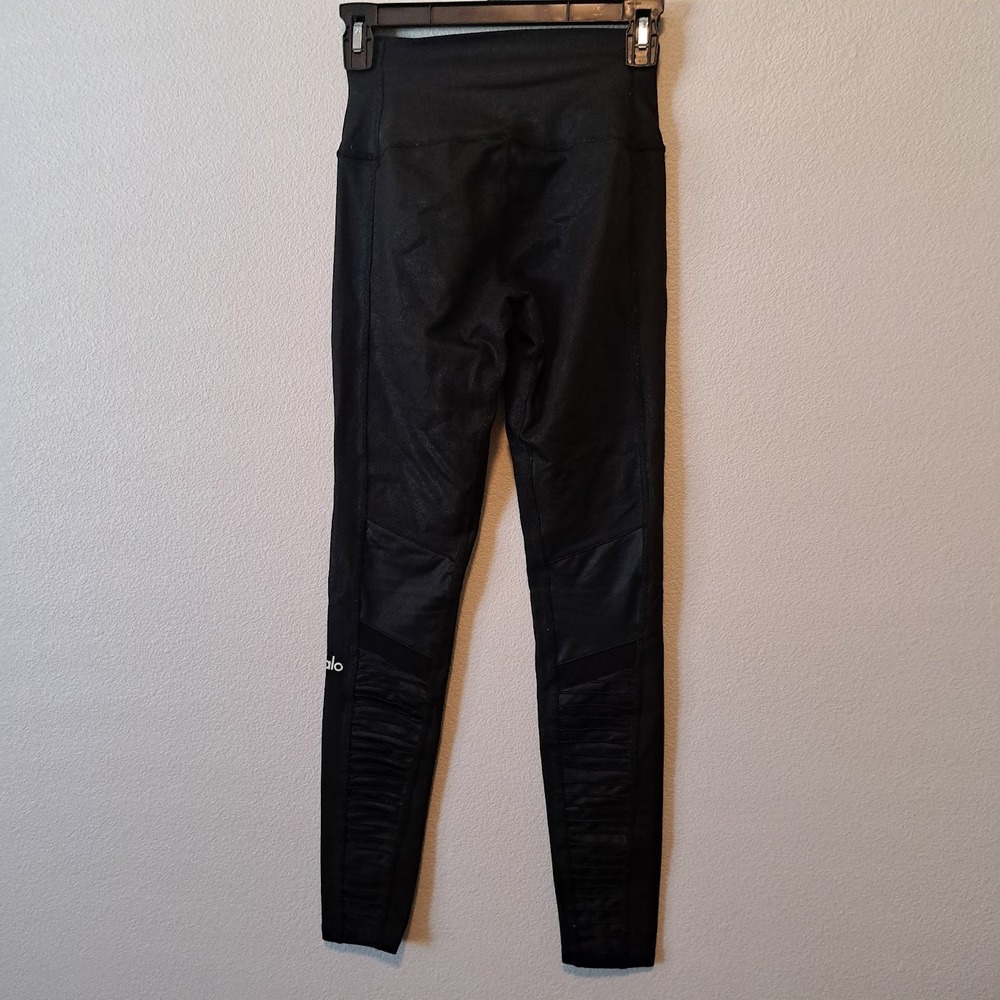 Alo Yoga High-Waist Moto Leggings Black Quilted Mesh Yoga Pants XS RN87370